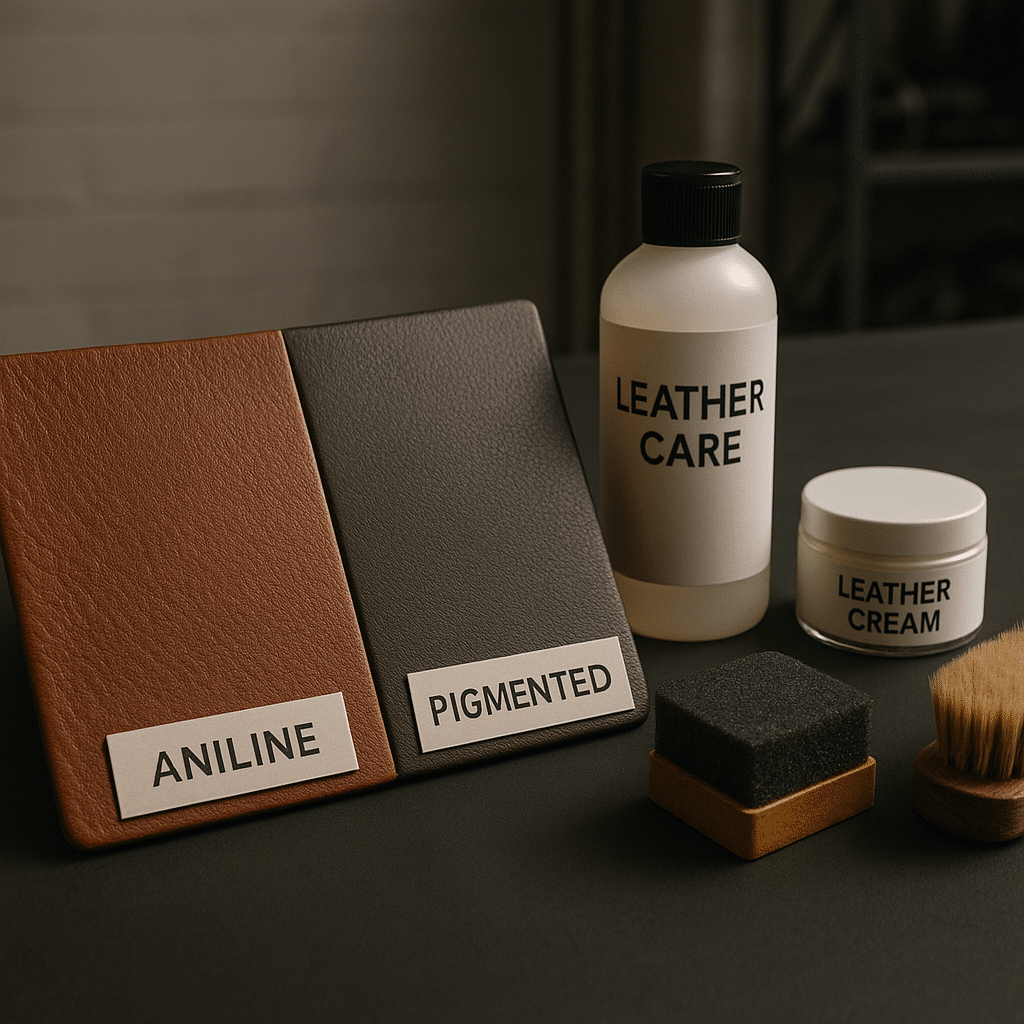 soin cuir aniline vs pigmente voiture - illustration